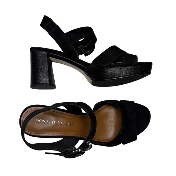 Donald J. Pliner Black Suede Kayta Platform Block High Heels Women's Size 8.5 - Picture 2 of 7